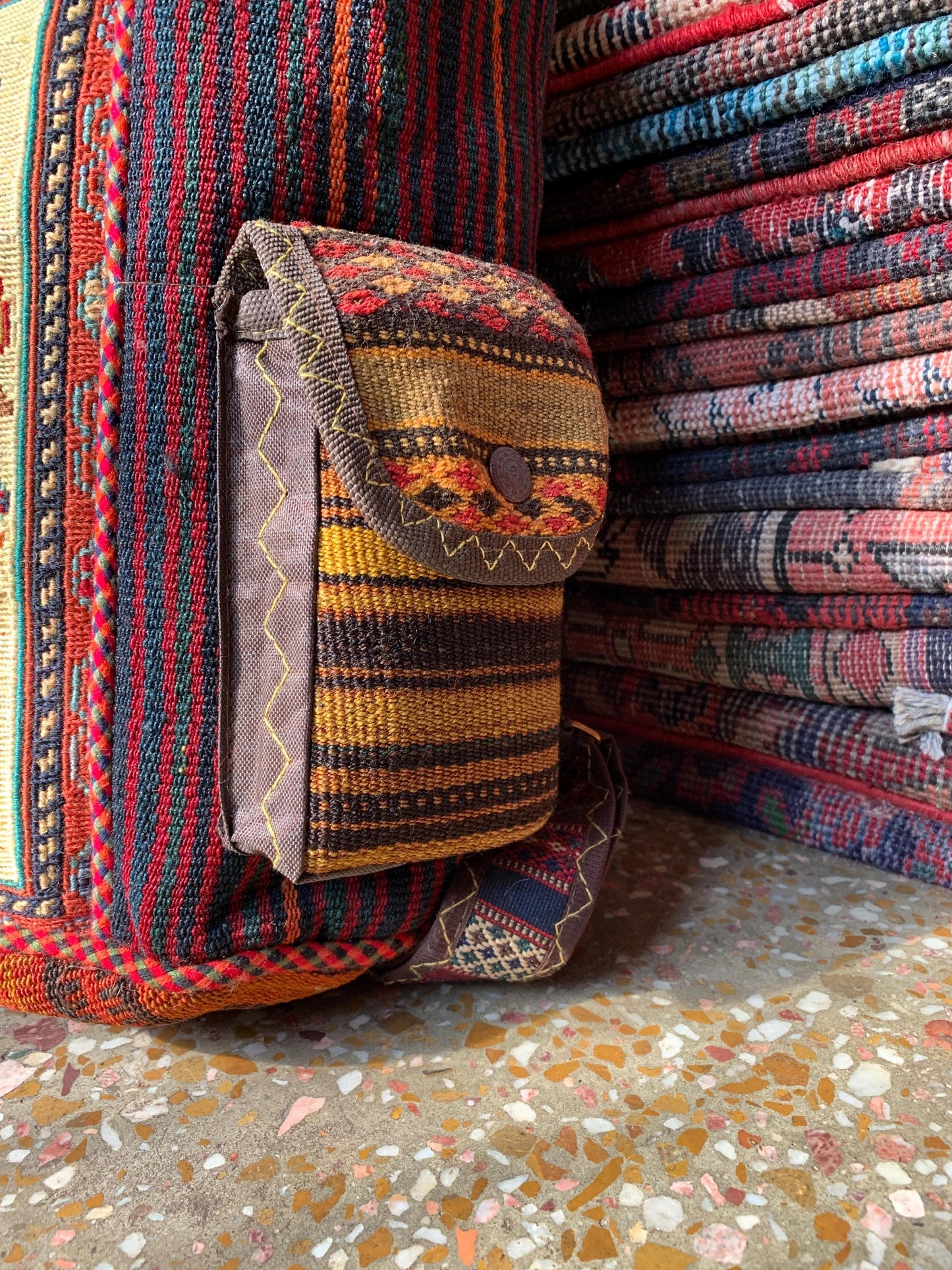 Vintage Afghan Backpack Handmade Kilim Bag, Kilim Backpack Rug Kilim Knapsack Rug, 0.8 x 1.4 ft bag, Pack, Backpack Travel Bag Kilim Rug.