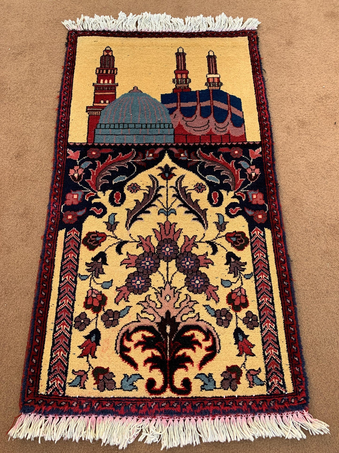 Prayer Rug 2x3 ft Handmade Afghan Wool Prayer Rug Oriental Area Rug Islamic Prayer Rug High Pile Rug Top Quality Rug prayer Rug Hanging Rug.