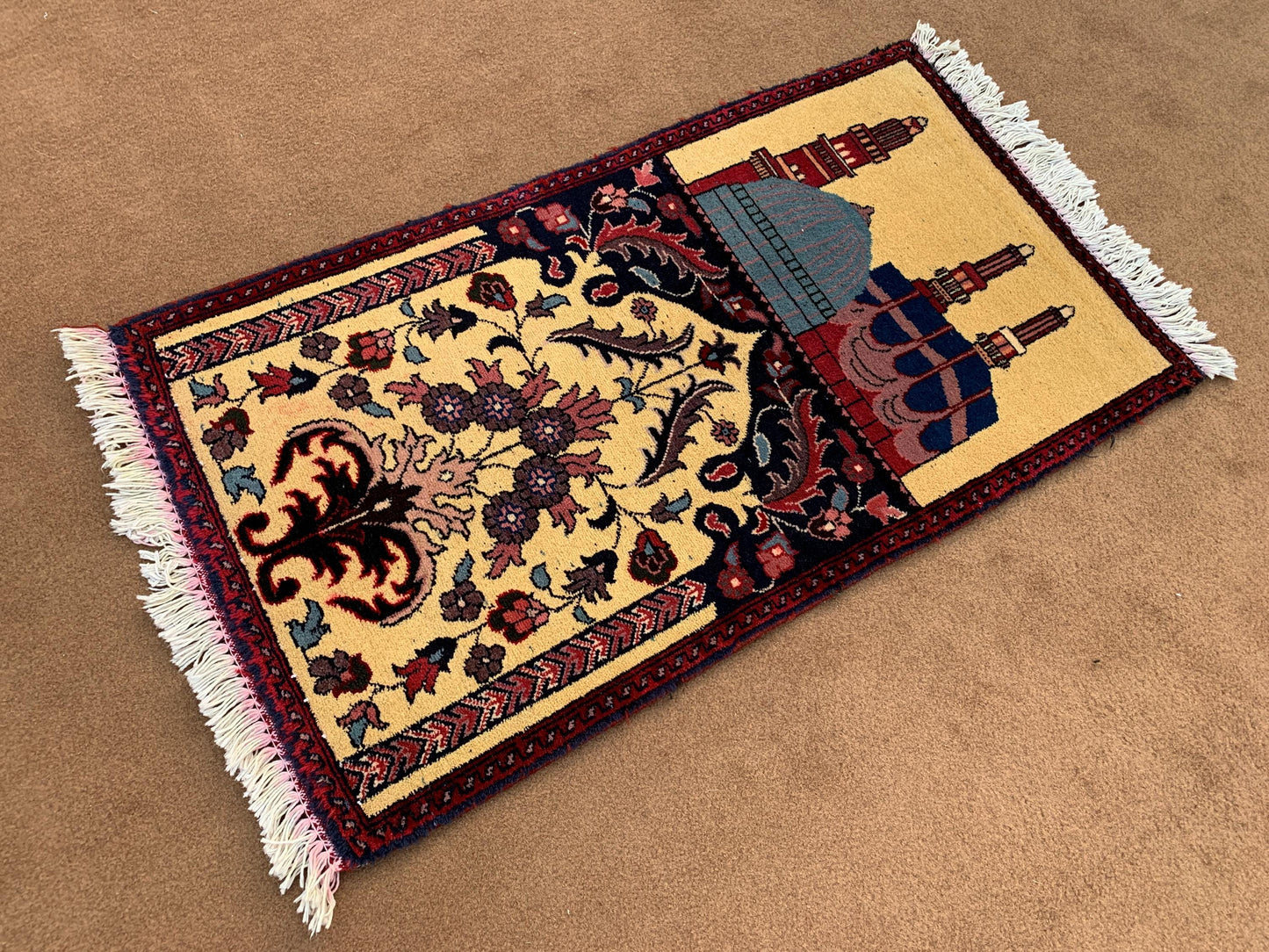 Prayer Rug 2x3 ft Handmade Afghan Wool Prayer Rug Oriental Area Rug Islamic Prayer Rug High Pile Rug Top Quality Rug prayer Rug Hanging Rug.