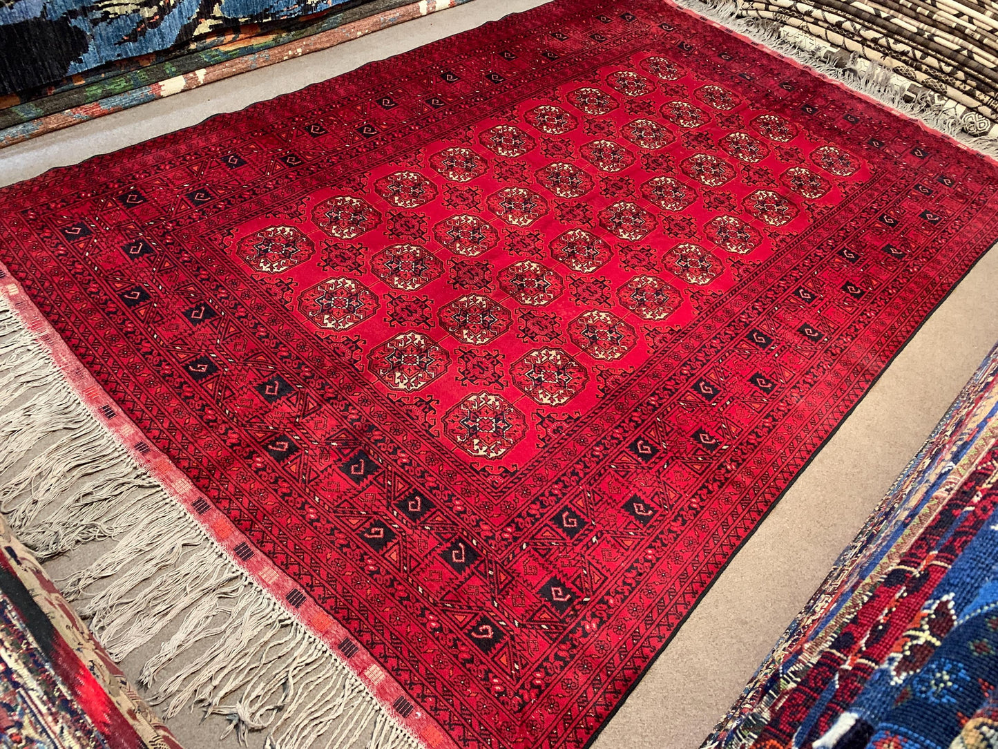 6x9 Red Vintage Turkmen Filpai Handmade Area Rug