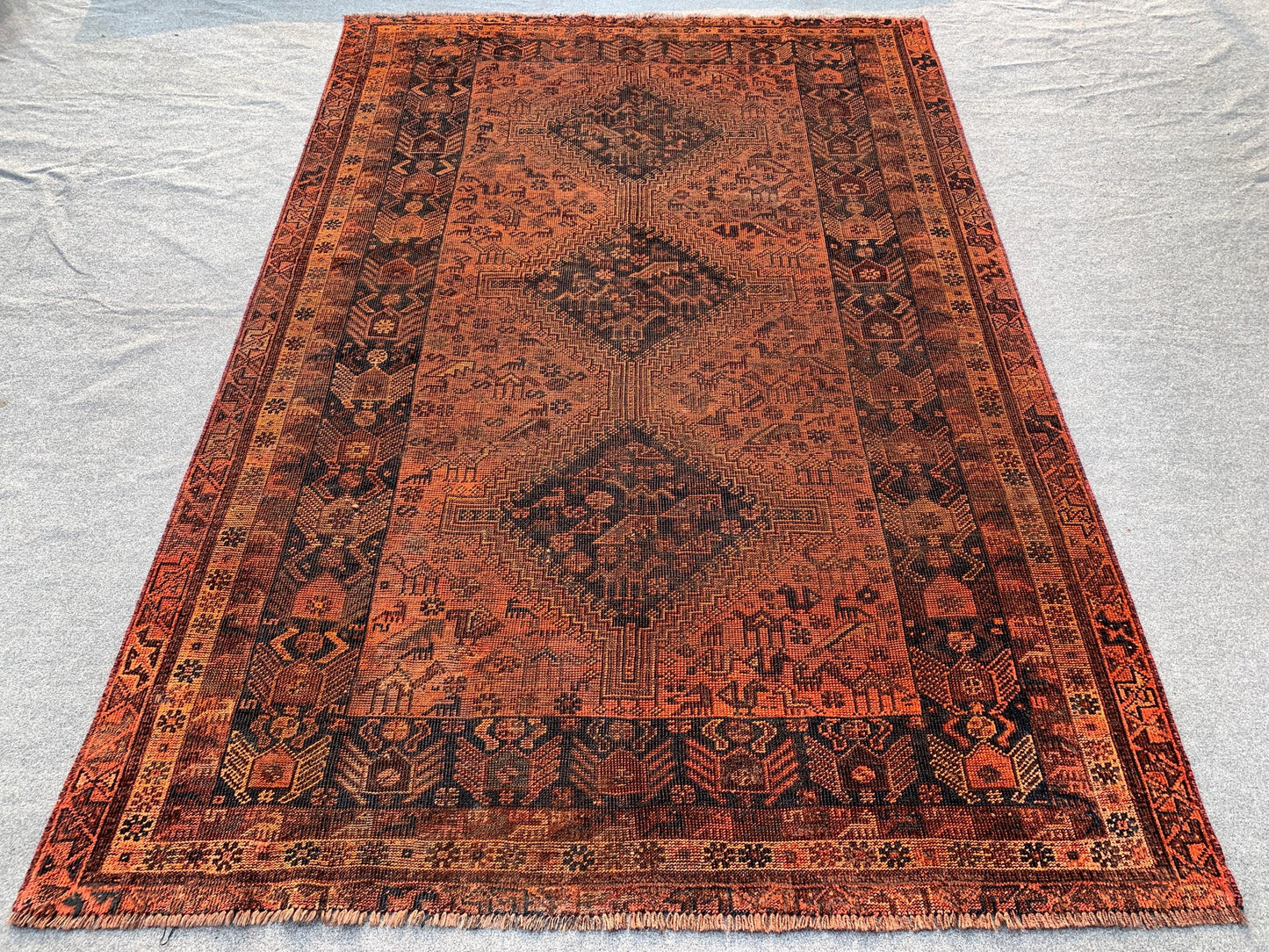 6x9 Antique Handmade Vintage Wool Area Rug