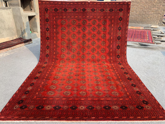 Antique Ersari Rug 6x9 ft Handmade Afghan Wool Rug, Mowri design Rug Oriental Turkmen Rug, Vintage Low Pile Rug Bedroom Rug Living Room Rug.