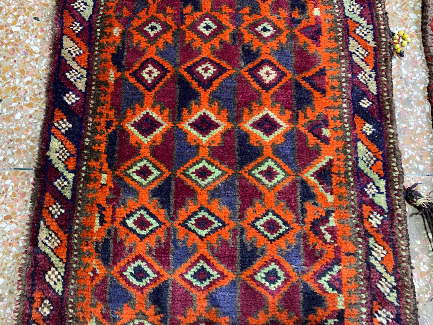 Set of 2 Vintage Balisht Rug Handmade Afghan Wool Rug, Oriental Antique Rug, Turkmen Tribal Rug, Cushion Cover Rug Small Entryway Rug 2x3 ft