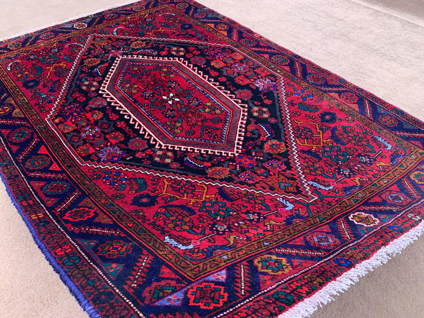 4x5 ft Handmade Afghan Vintage Turkish Heriz Wool Rug