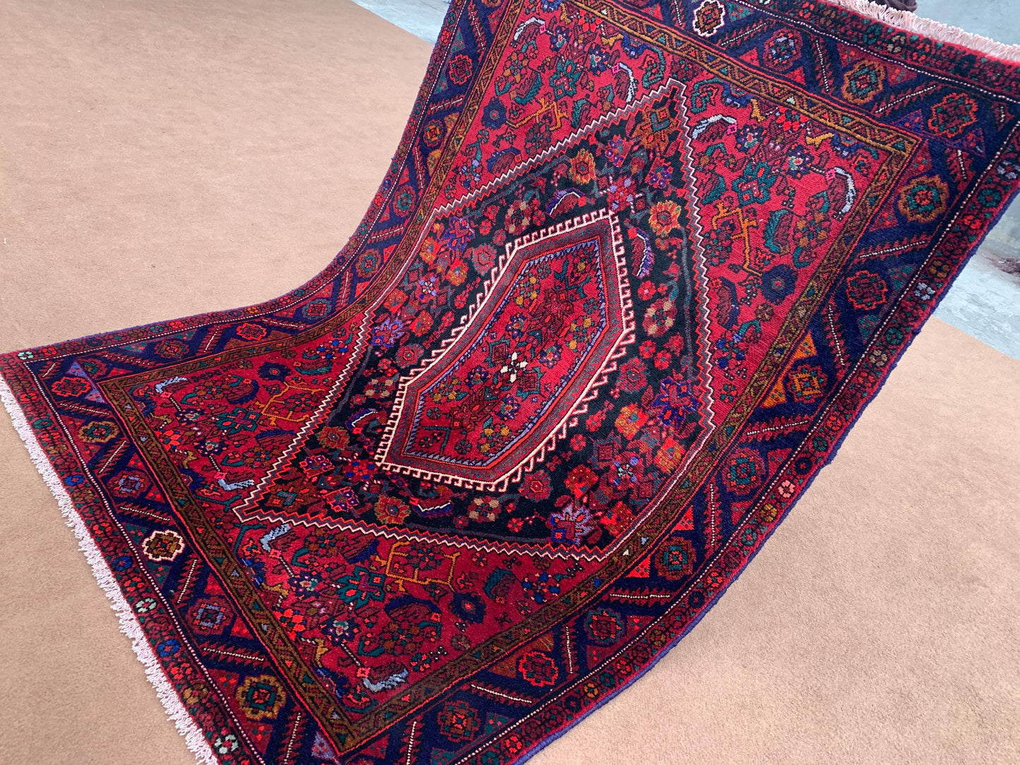 4x5 ft Handmade Afghan Vintage Turkish Heriz Wool Rug