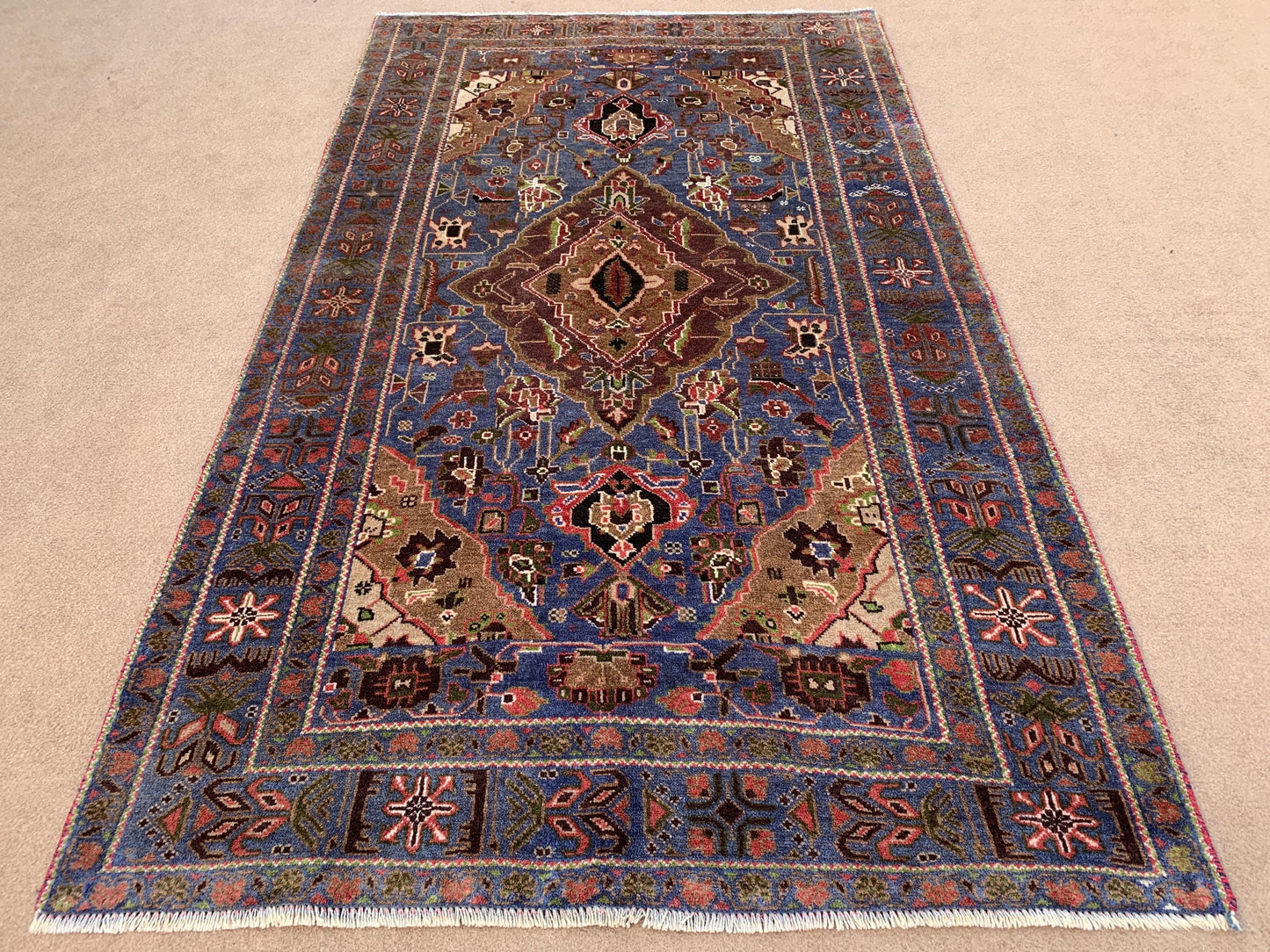 Vintage Afghan Rug 4x6 ft Handmade Wool Rug Antique Geometric Rug Oriental Rug Turkmen Tribal Rug Herati Baluchi Rug Kitchen Bedroom Rug etc