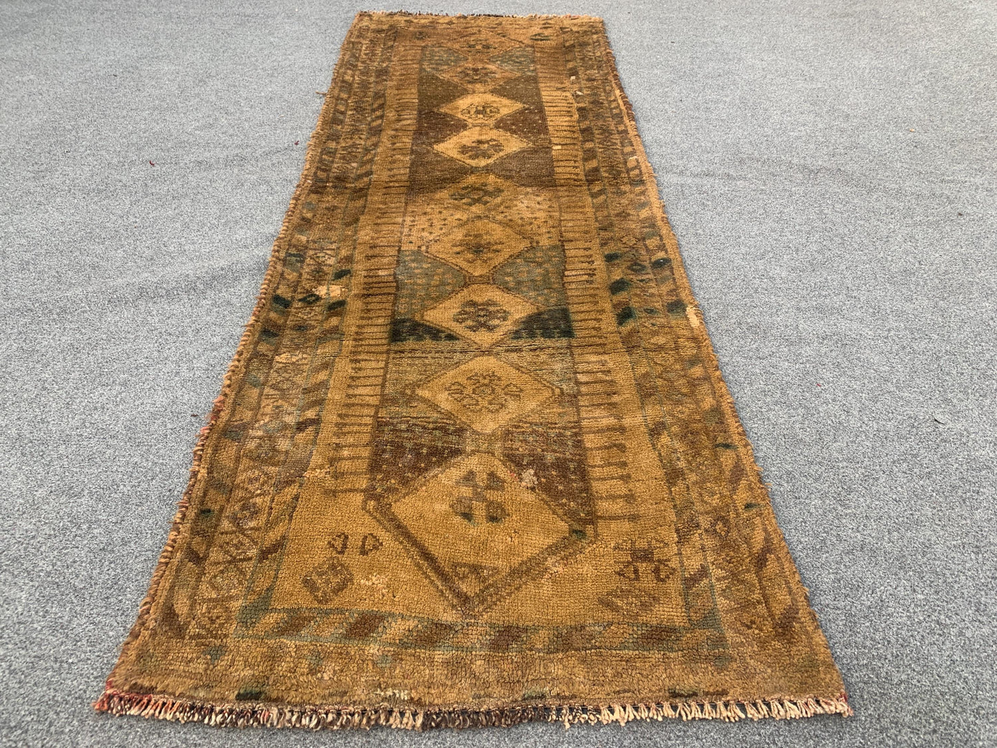 Vintage Runner Rug 2x7 ft Afghan Handmade Wool Rug, Caucasian design Runner Rug, Antique Oriental Rug Kitchen Runner Rug Hallway Runner Rug.