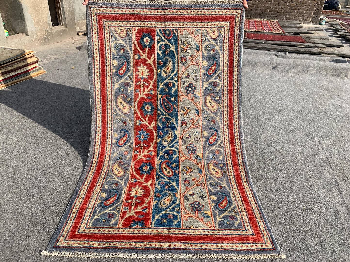 Afghan Chobi Rug 3x5 ft Handmade Wool Rug, Shawl Striped Rug, Floral Chobi Rug, Natural dyes Rug, Turkmen Area Rug Entryway Rug Bedroom Rug.