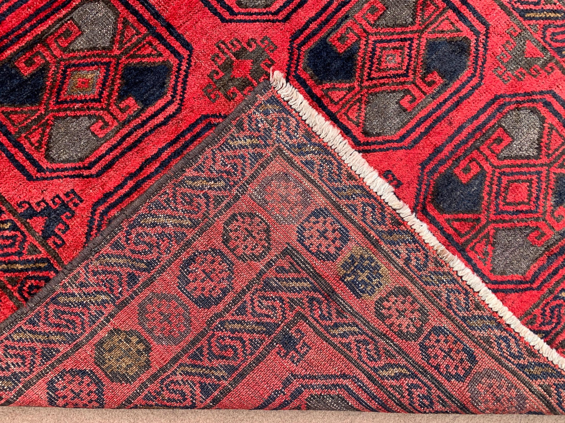 Vintage Tekke Rug 4x6 ft Handmade Afghan Rug Tekke design Baluchi Rug Tribal Turkmen Rug Oriental Wool Area Rug Antique Kitchen Bedroom Rug.