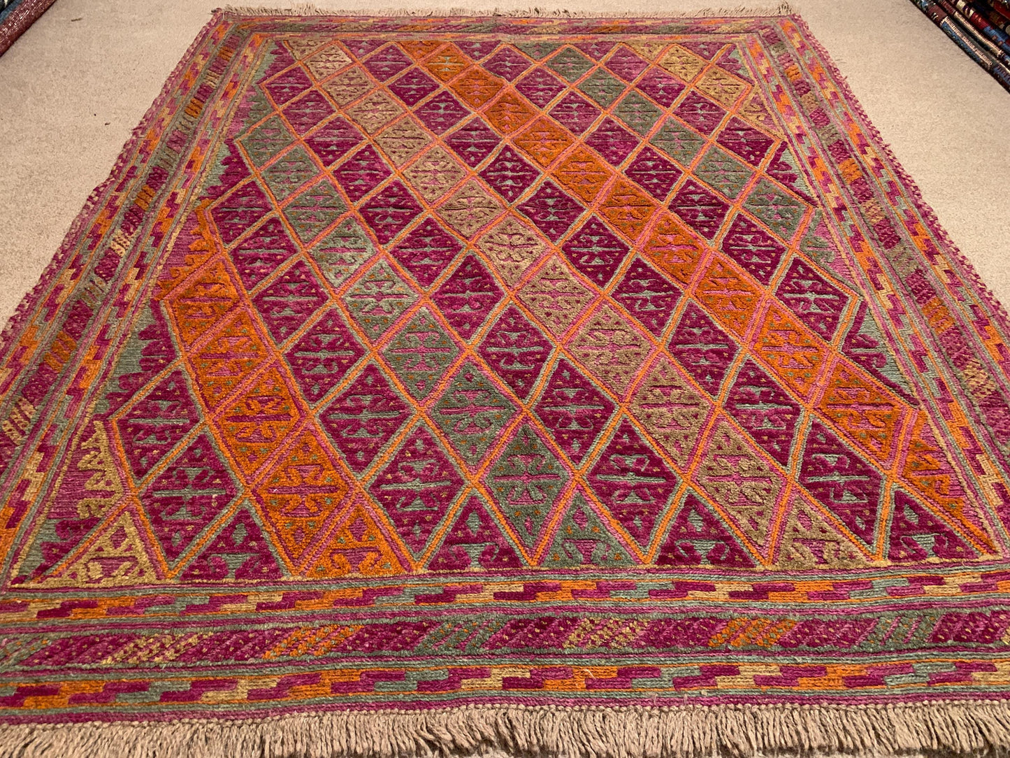 Vintage Afghan Kilim Rug 5x6 ft Handmade Wool Rug, Herati Mashwani Kilim Rug, Tribal Turkmen Rug Oriental Area Rug, Bedroom Rug Kitchen Rug.