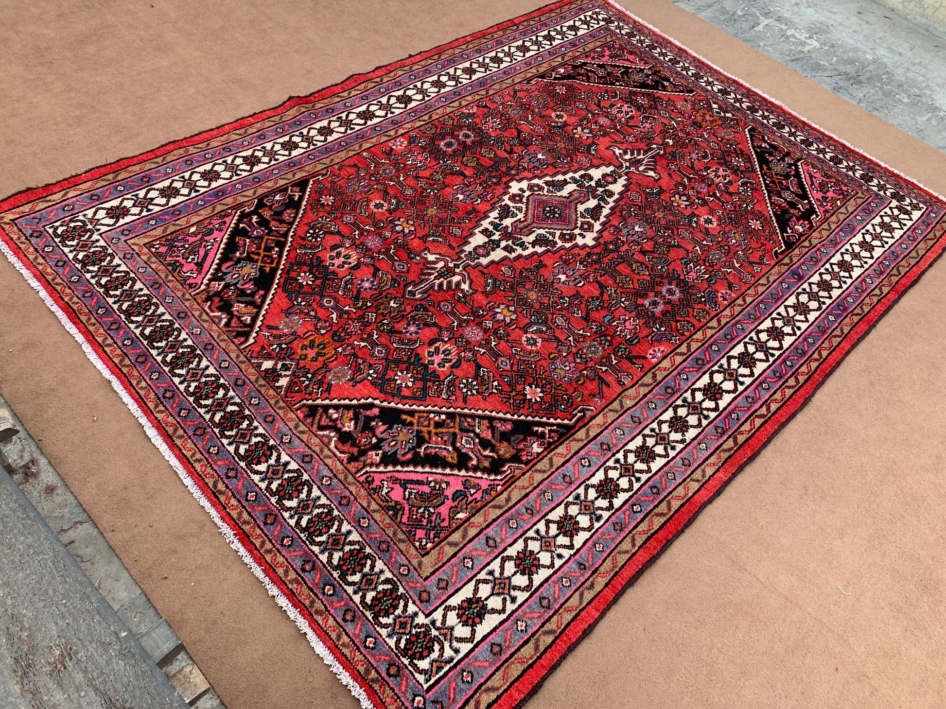 Vintage Collectors Rug 7x10 ft Handmade Afghan Rug Oriental Wool Rug Caucasian design Rug Turkmen Tribal Rug Antique Floral Rug Bedroom Rug.