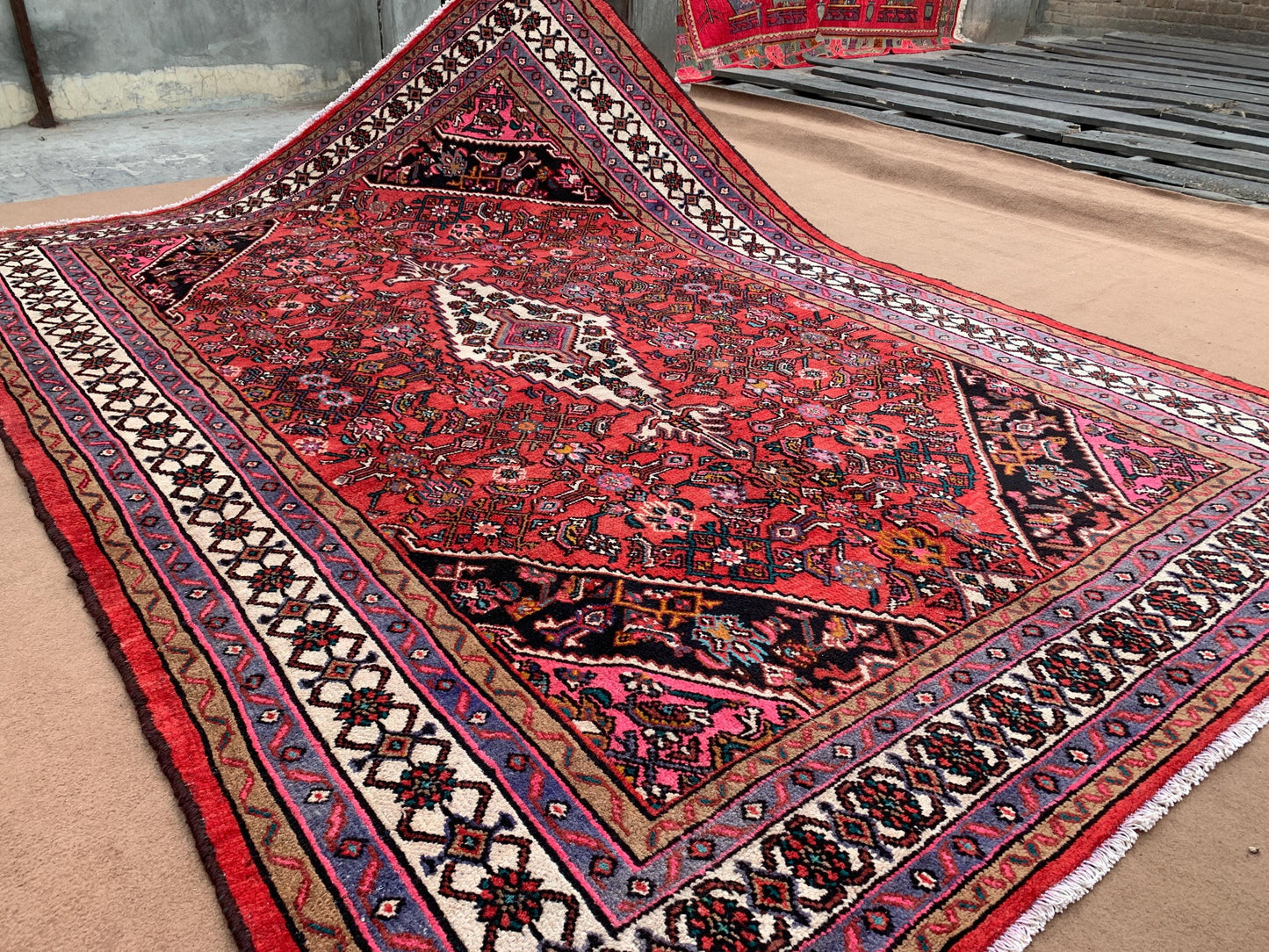 Vintage Collectors Rug 7x10 ft Handmade Afghan Rug Oriental Wool Rug Caucasian design Rug Turkmen Tribal Rug Antique Floral Rug Bedroom Rug.