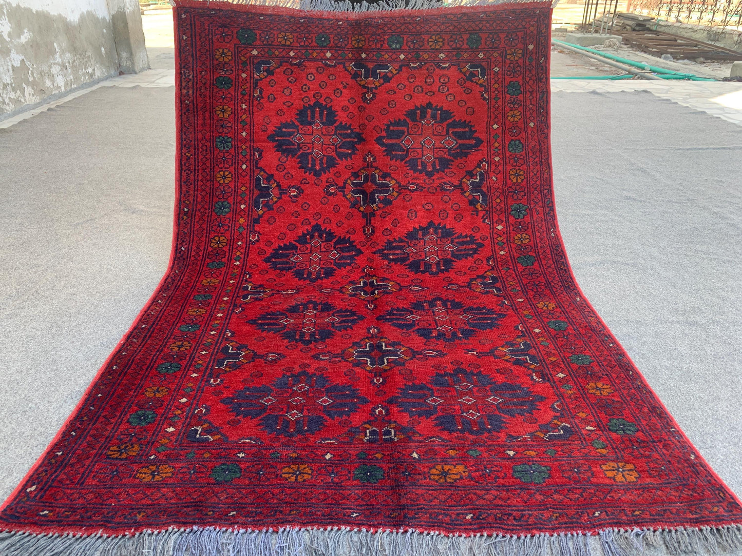 Bukhara Vintage Rug 3x5 ft  Handmade Afghan Rug Tribal Wool Area Rug Red Bukhara Rug Oriental Geometric Rug Kitchen Rug Entryway Bedroom Rug