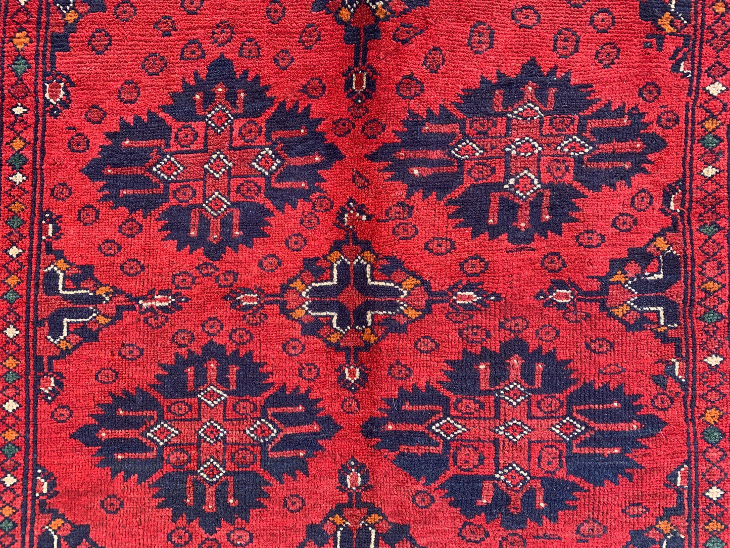 Bukhara Vintage Rug 3x5 ft Handmade Afghan Rug Tribal Wool Area Rug Red Bukhara Rug Oriental Geometric Rug Kitchen Rug Entryway Bedroom Rug