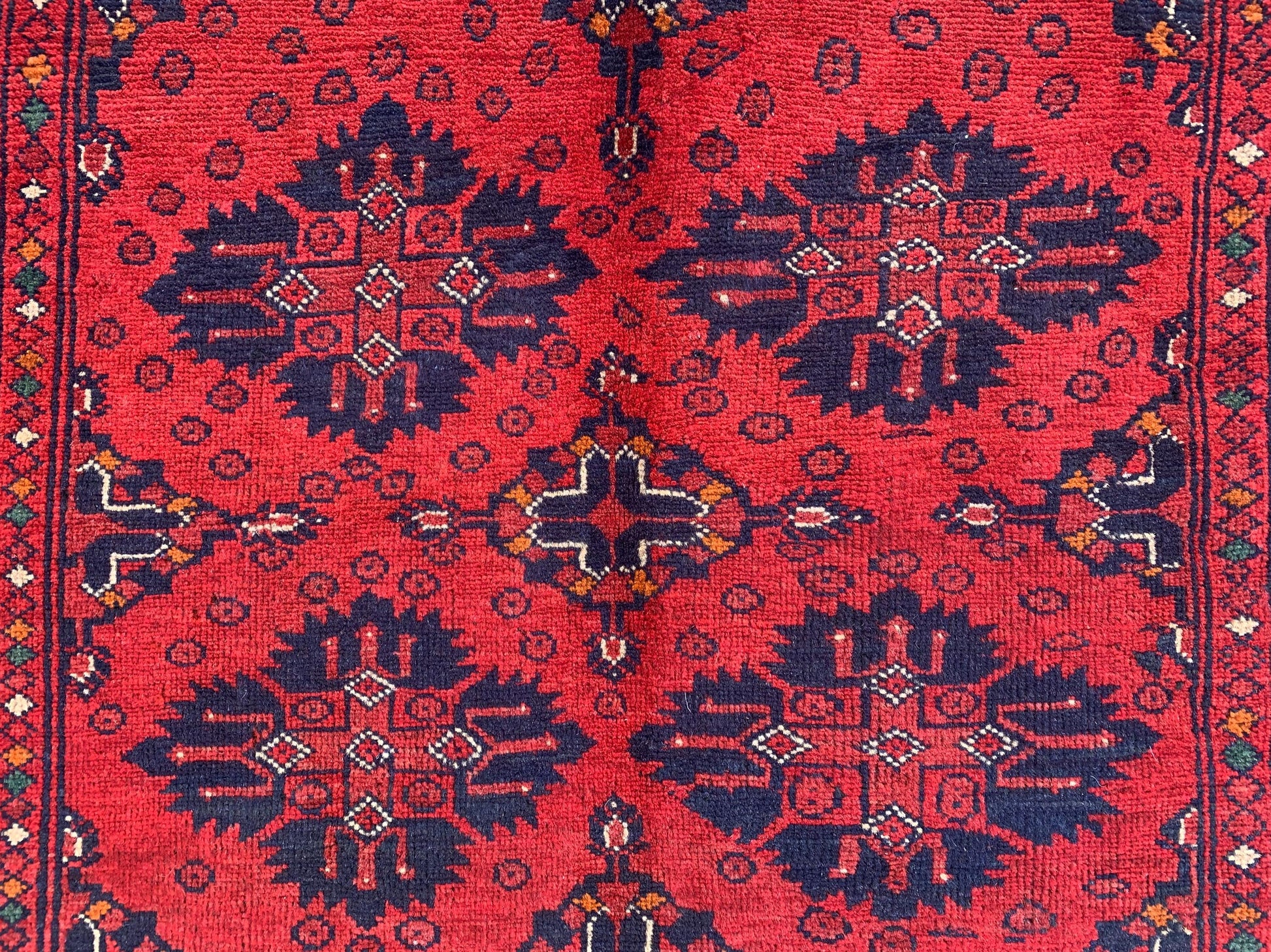 Bukhara Vintage Rug 3x5 ft Handmade Afghan Rug Tribal Wool Area Rug Red Bukhara Rug Oriental Geometric Rug Kitchen Rug Entryway Bedroom Rug