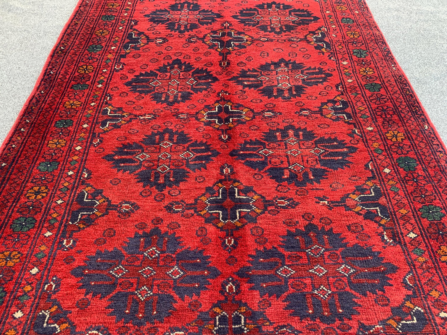 Bukhara Vintage Rug 3x5 ft Handmade Afghan Rug Tribal Wool Area Rug Red Bukhara Rug Oriental Geometric Rug Kitchen Rug Entryway Bedroom Rug