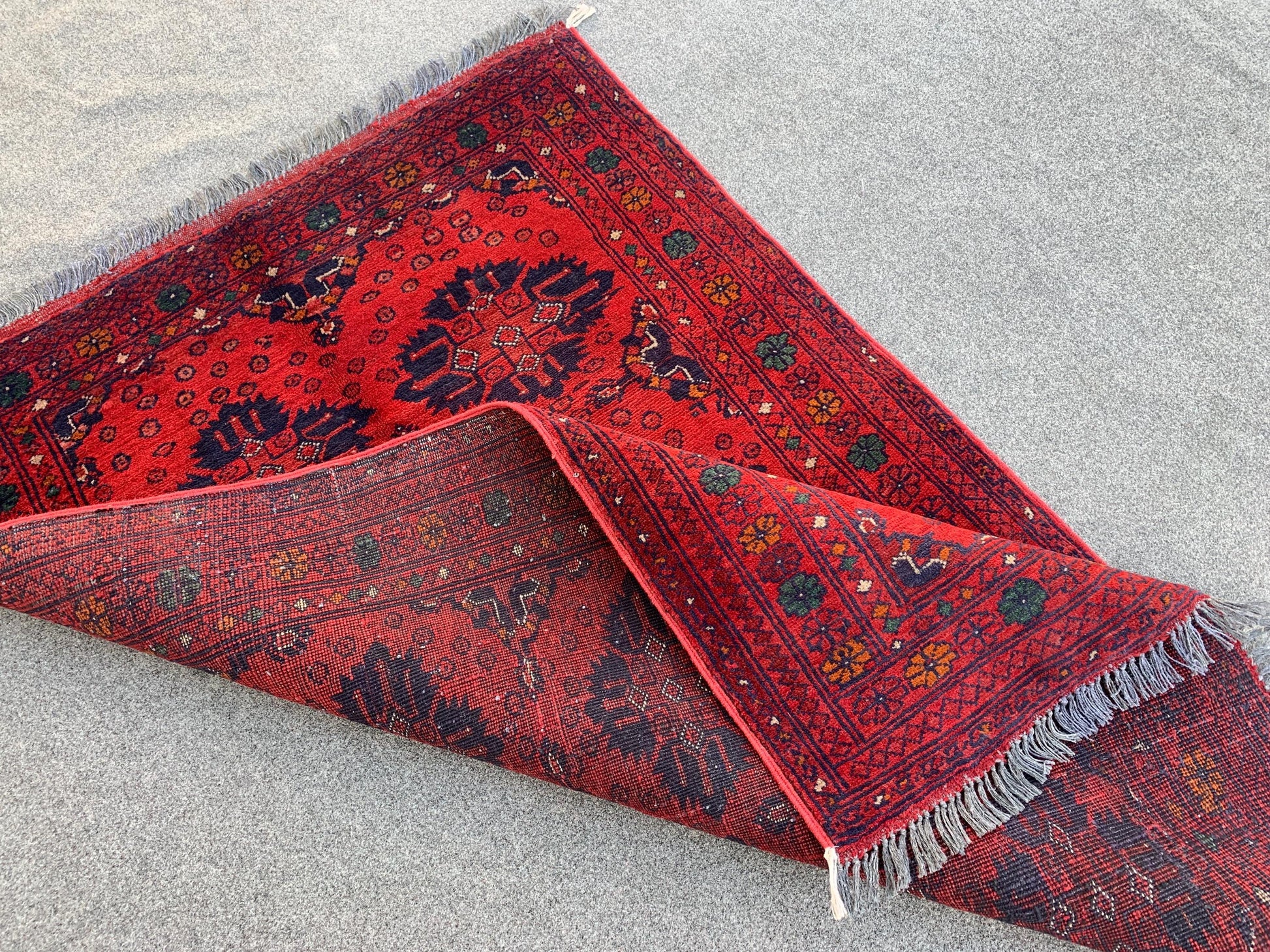 Bukhara Vintage Rug 3x5 ft Handmade Afghan Rug Tribal Wool Area Rug Red Bukhara Rug Oriental Geometric Rug Kitchen Rug Entryway Bedroom Rug