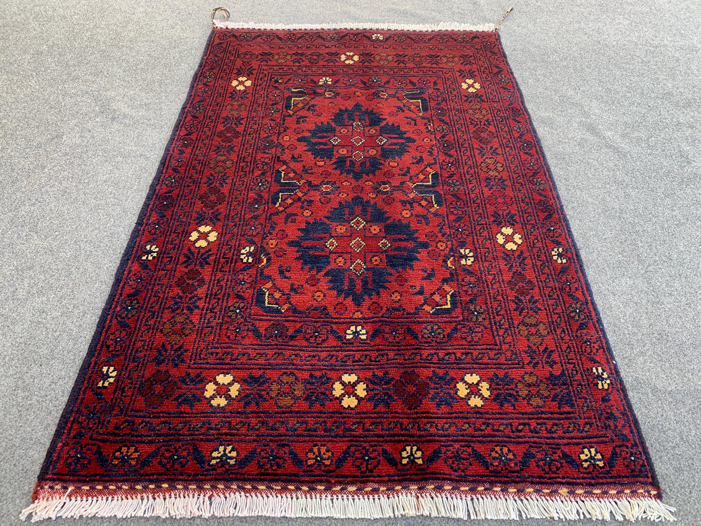 Vintage Bukhara Rug 3x4 ft Handmade Afghan Rug, Tribal Wool Area Rug Oriental Bukhara Rug, Geometric Area Rug, Entryway Kitchen Bedroom Rug.