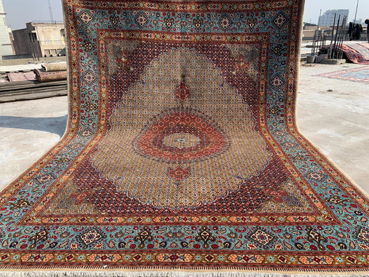 Large Turkish Heriz design Rug 10x13 ft Handmade Afghan Wool Rug, Top Quality Heriz Rug Turkmen Medallion Rug, Dining Table Living Room Rug.