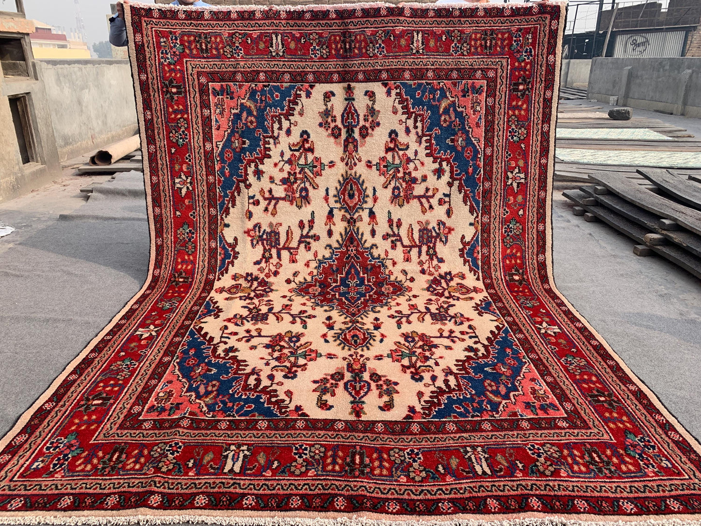 Floral Turkish design Rug 7x10 ft Handmade Wool Rug Vintage Afghan Rug, Turkmen Tribal Rug Oriental Antique Rug Living Room Rug Bedroom Rug.