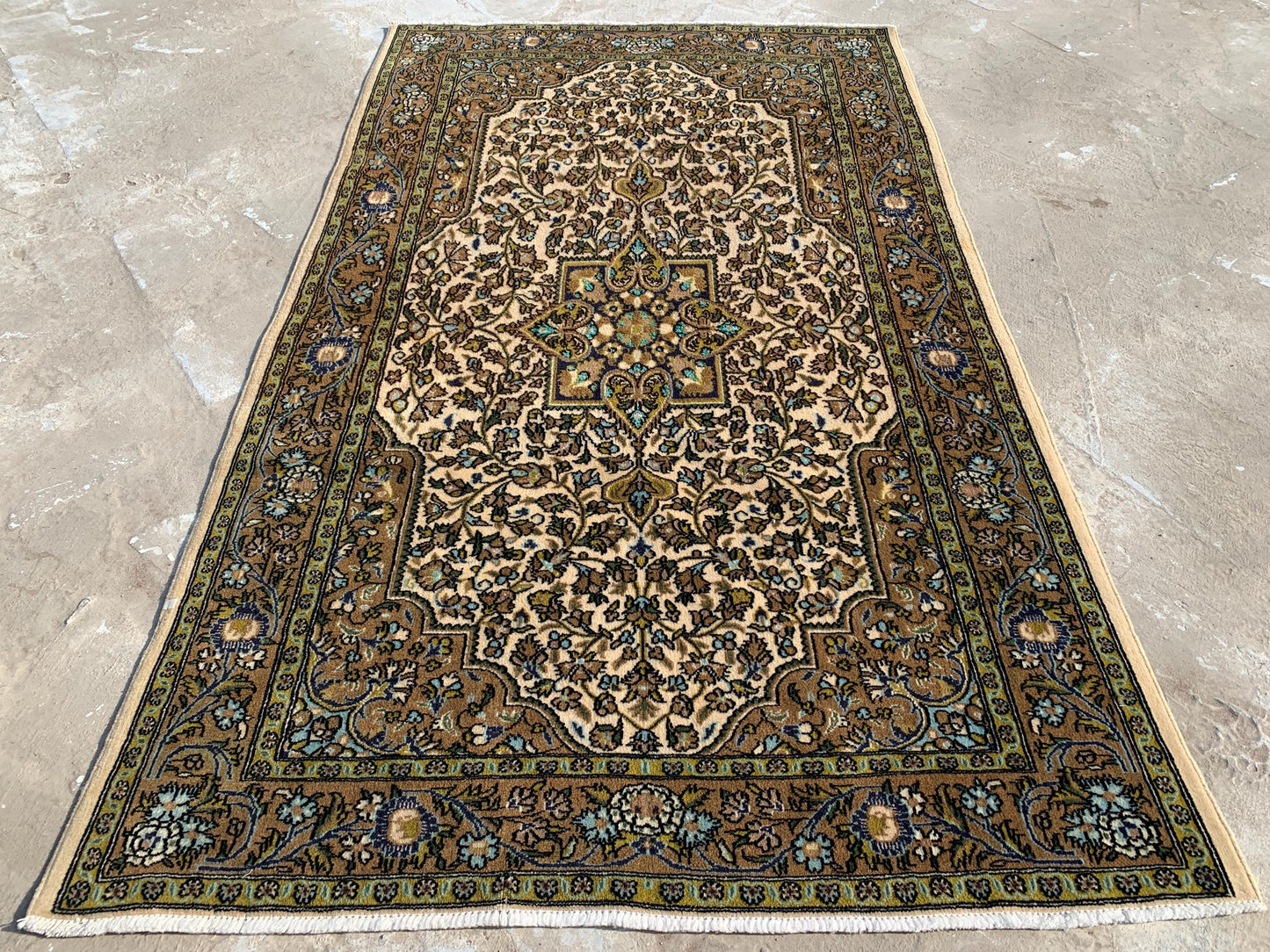 Vintage Mamluk Rug 3x5 ft Handmade Afghan Rug, Mamluk design Rug Geometric Tribal Wool Rug, Oriental Floral Rug Entryway Office Bedroom Rug