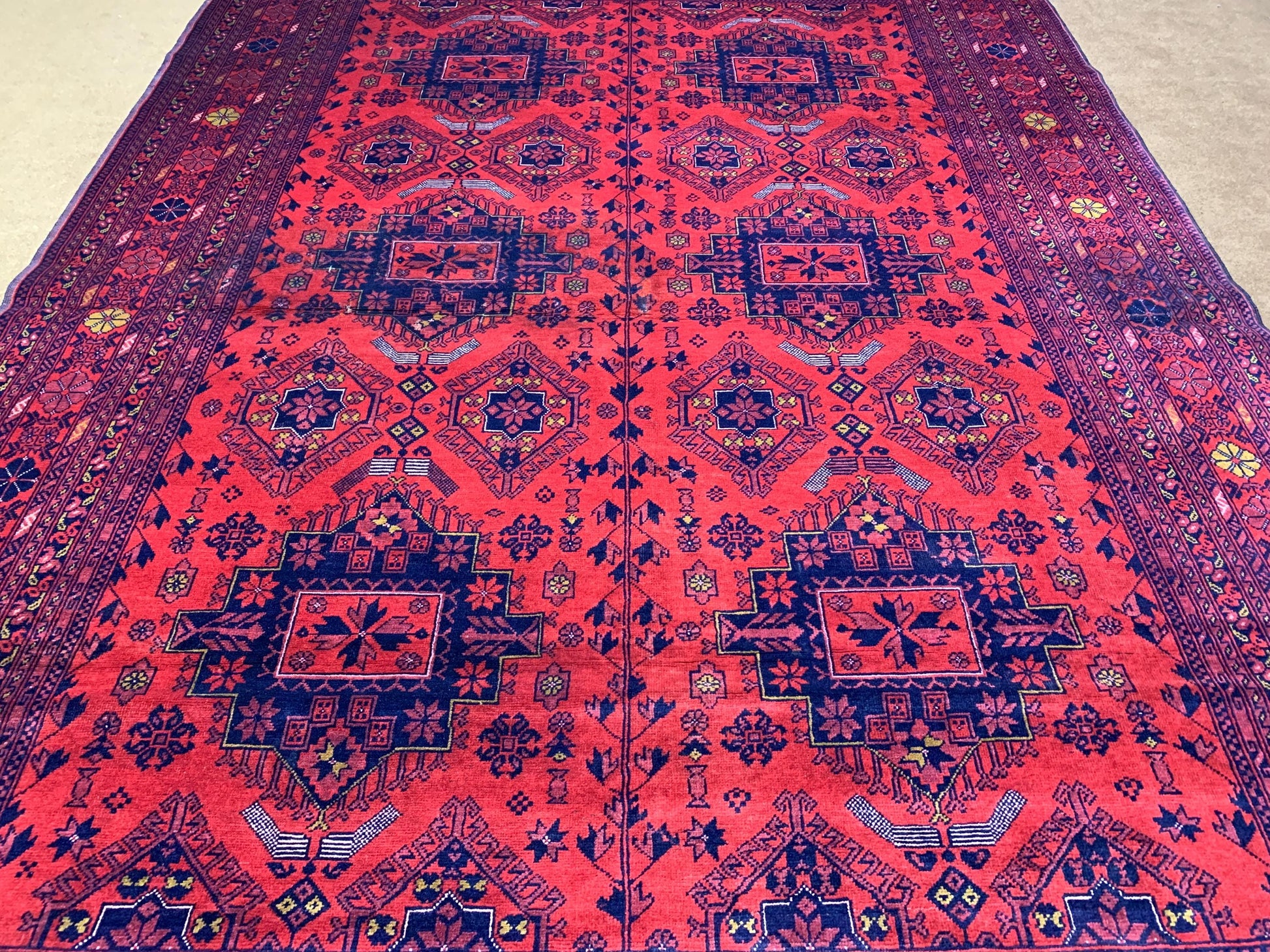 6x9 ft Afghan Khal Muhammadi Rug Handmade Afghan Wool Rug, Geometric Area Rug Oriental Khal Muhammadi Rug. Rugs for Bedroom Living Room Rug.