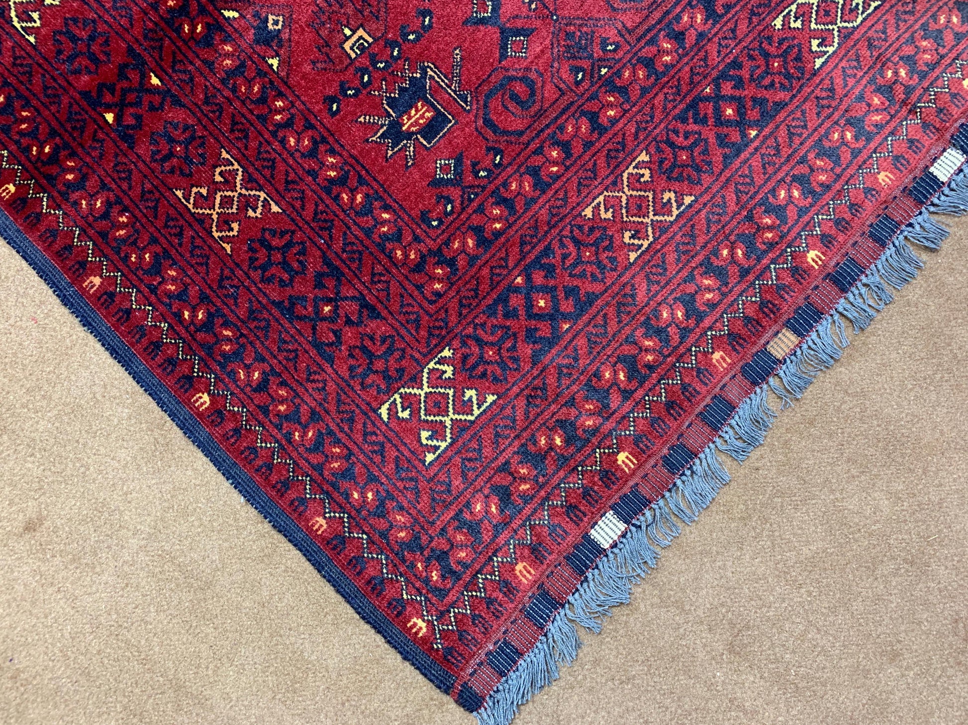 6x9 ft Vintage Afghan Rug Handmade Wool Rug, Kalisaye design Khal Muhammadi Rug Oriental Khamyab Rug 200x290 cm Bedroom Rug Living Room Rug.