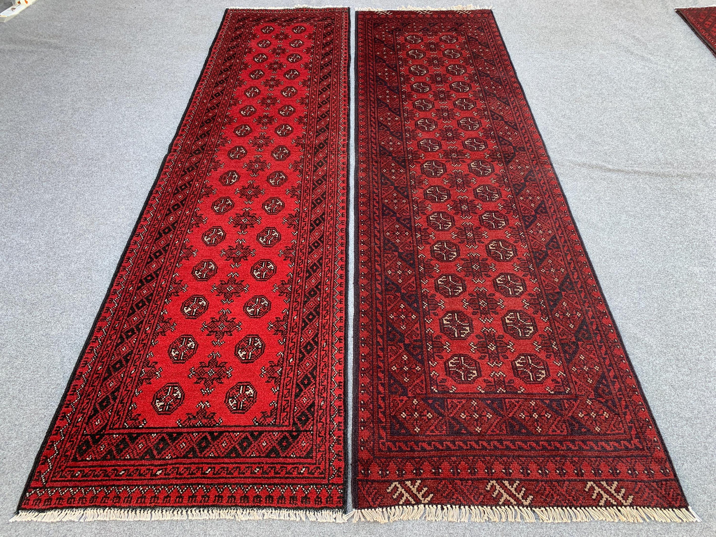 3x9 ft Set of 2 Pieces Aqcha Runner Rug, Handmade Afghan Rug, Mowri design Aqcha Rug, Oriental Wool Rug High Pile Rug Hallway Runner Rug etc