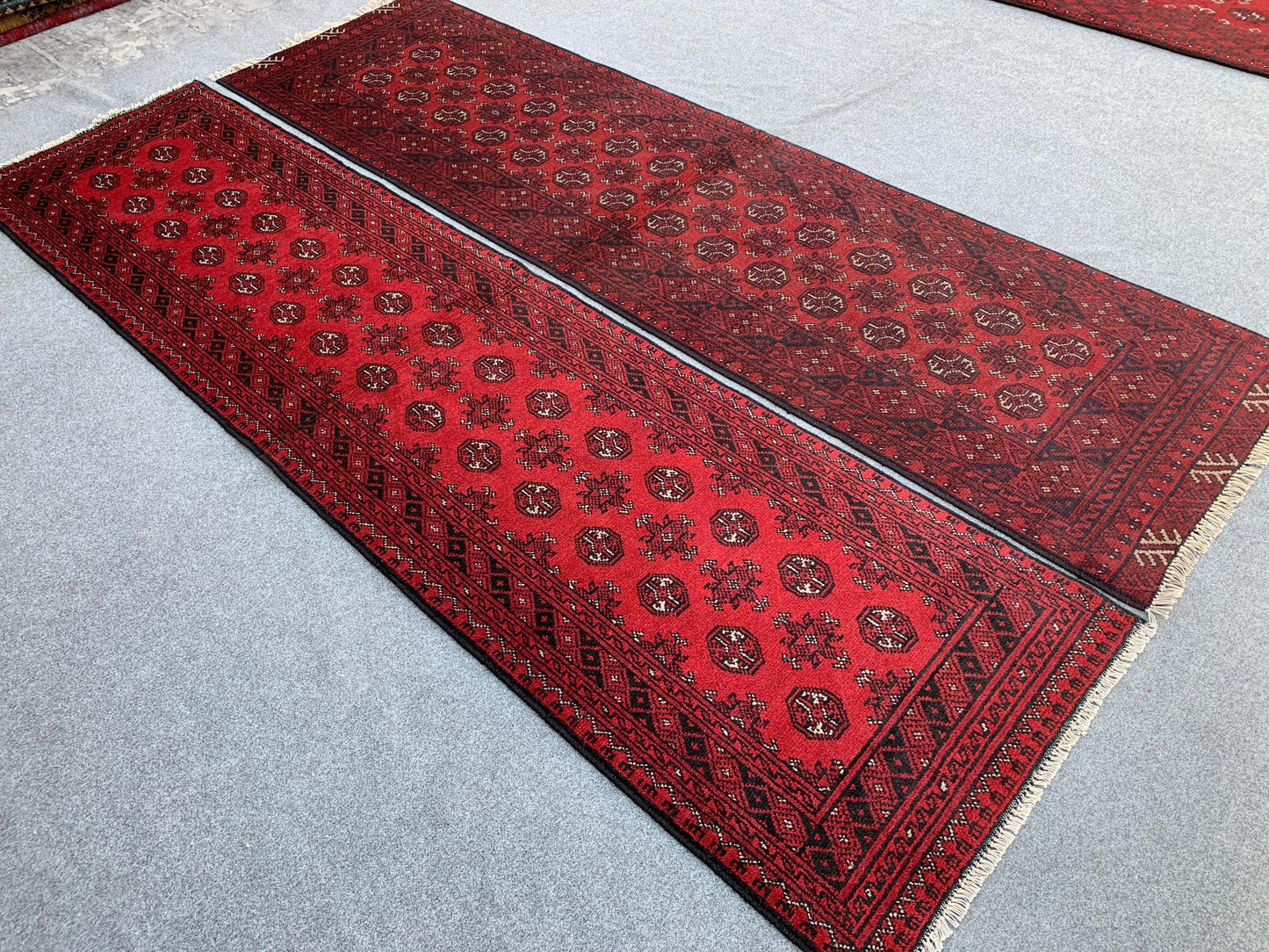 3x9 ft Set of 2 Pieces Aqcha Runner Rug, Handmade Afghan Rug, Mowri design Aqcha Rug, Oriental Wool Rug High Pile Rug Hallway Runner Rug etc