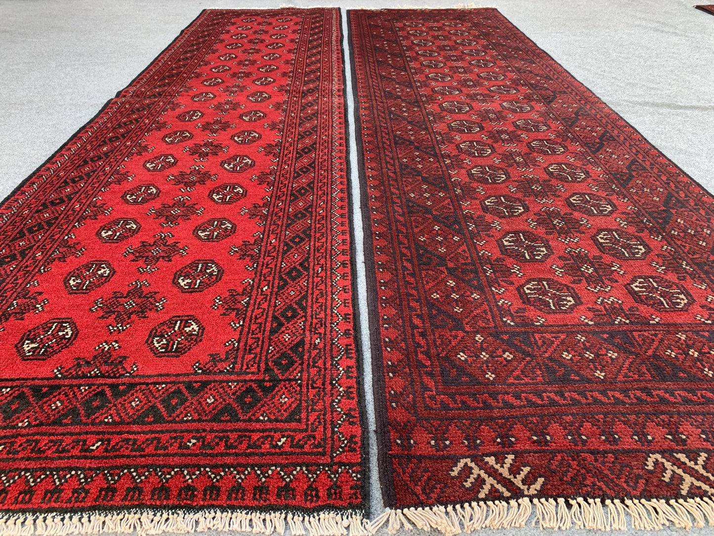 3x9 ft Set of 2 Pieces Aqcha Runner Rug, Handmade Afghan Rug, Mowri design Aqcha Rug, Oriental Wool Rug High Pile Rug Hallway Runner Rug etc