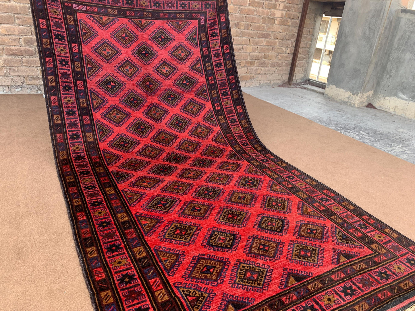 Vintage Rug 4x9 ft Handmade Afghan Rug, Herati Baluchi Rug Tribal Wool Area Rug Oriental Antique Rug Soft Pile Rug Stair Treads Bedroom Rug.