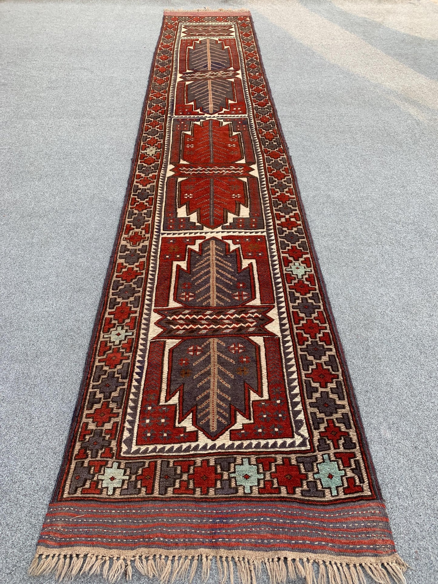 Vintage Barjasta Runner Kilim Rug 3x13 Handmade Afghan Wool Rug, Herati Barjasta Kilim Rug High Low Pile Rug 2.5x12.8 ft Hallway Runner Rug.