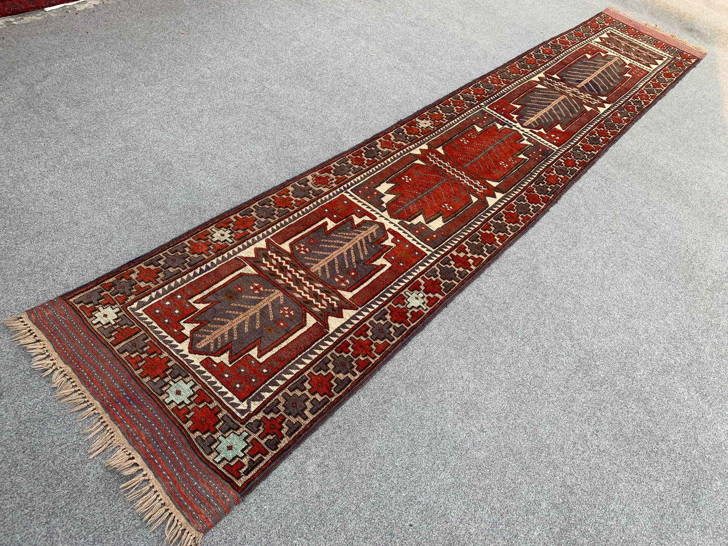 Vintage Barjasta Runner Kilim Rug 3x13 Handmade Afghan Wool Rug, Herati Barjasta Kilim Rug High Low Pile Rug 2.5x12.8 ft Hallway Runner Rug.