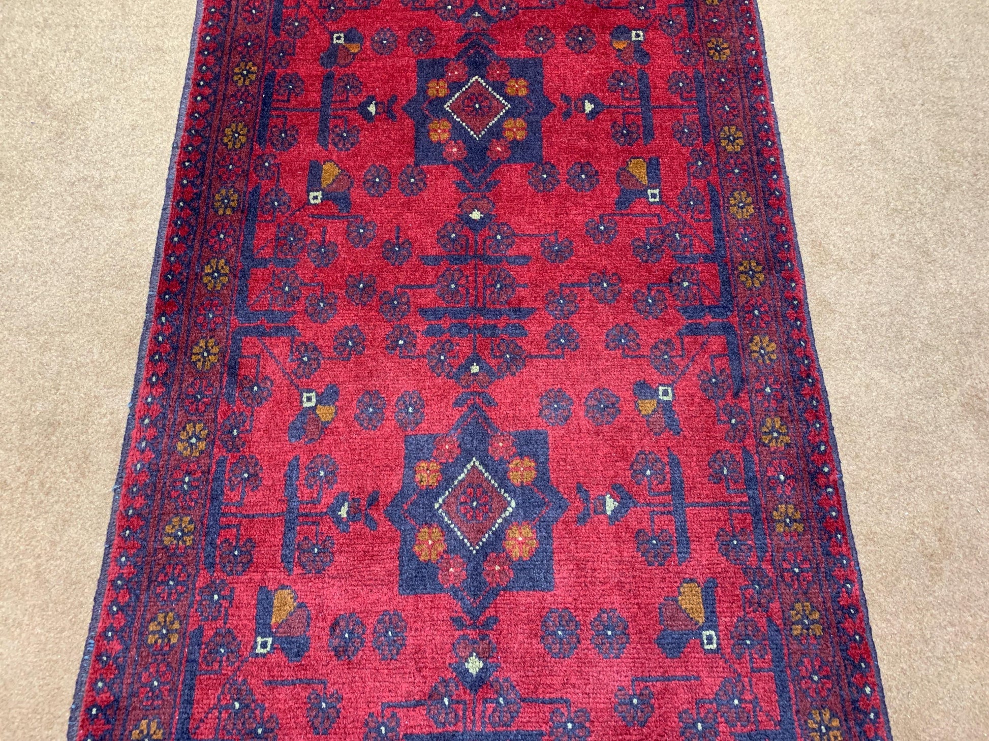 Bukhara design Rug 3x4 ft Handmade Afghan Rug, Tribal Wool Area Rug Oriental Khal Muhammadi Rug, Soft Pile Rug Entryway Kitchen Bedroom Rug.