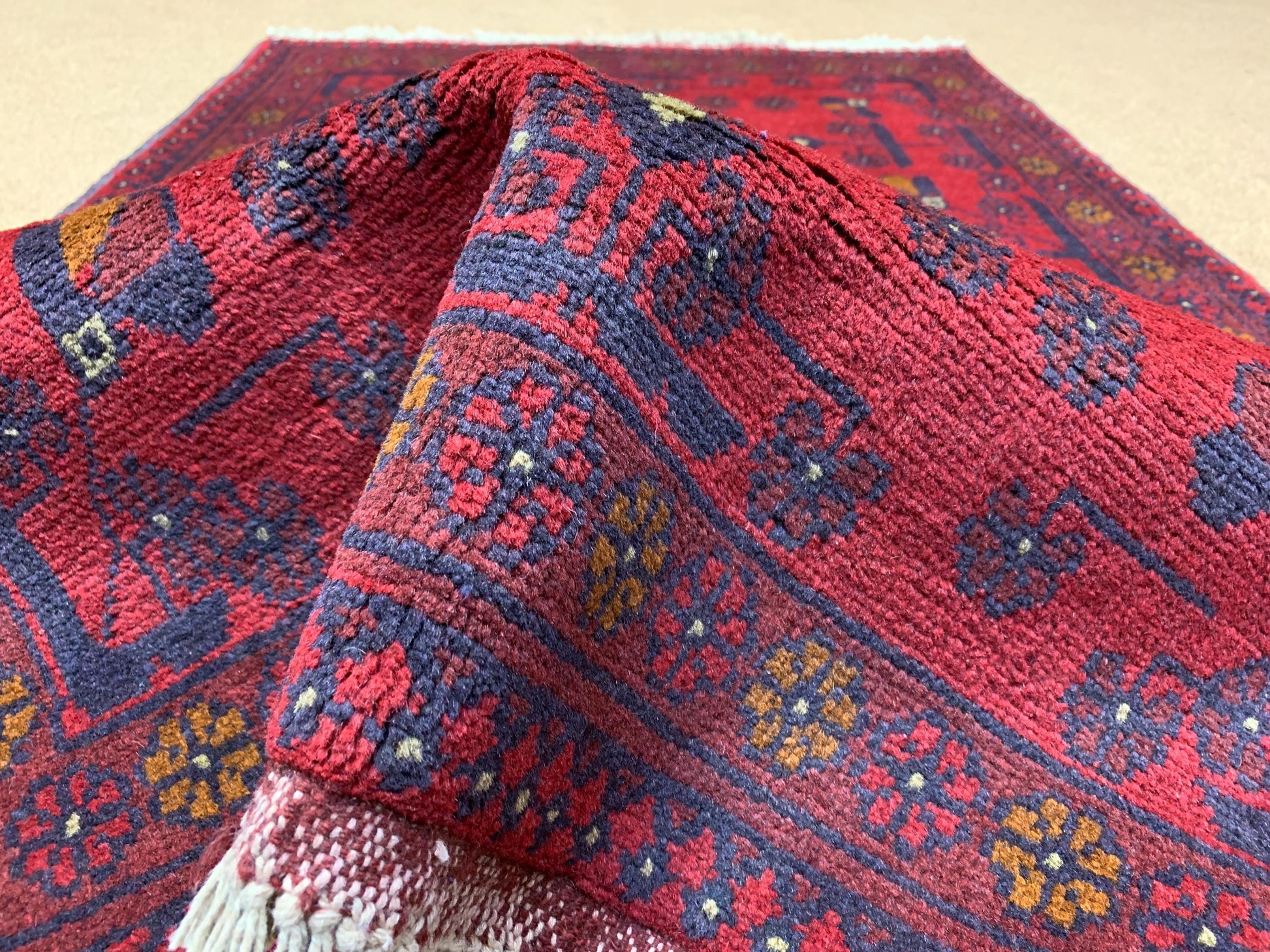 Bukhara design Rug 3x4 ft Handmade Afghan Rug, Tribal Wool Area Rug Oriental Khal Muhammadi Rug, Soft Pile Rug Entryway Kitchen Bedroom Rug.