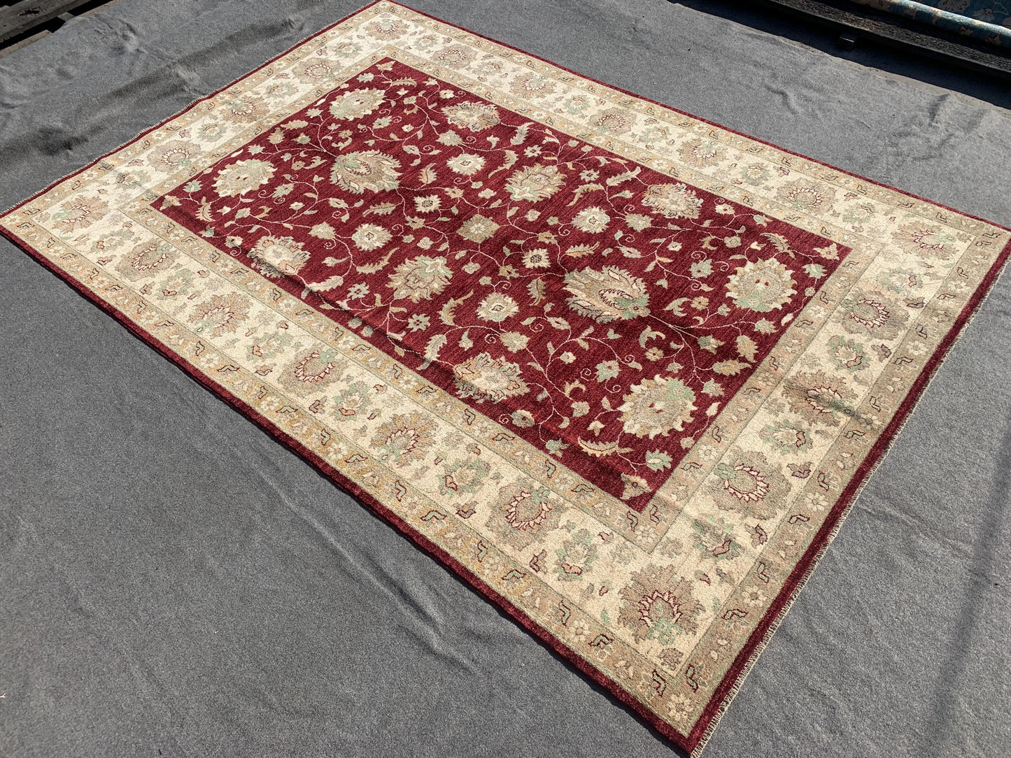 Handmade Turkmen Rug 7x10 ft Red Beige Color Rug, Afghan Chobi Rug, Floral Chobi Rug Oriental Wool Area Rug, Living Room Rug Bedroom Rug etc