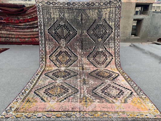 4x7 ft Afghan Handmade Wool Geometric Rug