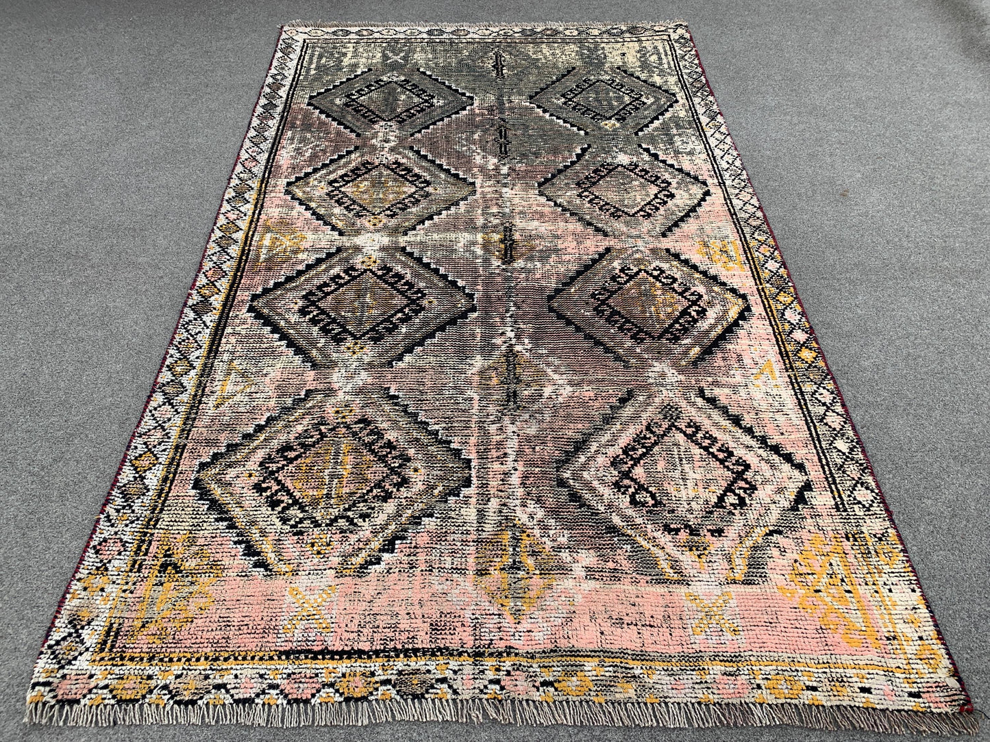 4x7 ft Afghan Handmade Wool Geometric Rug