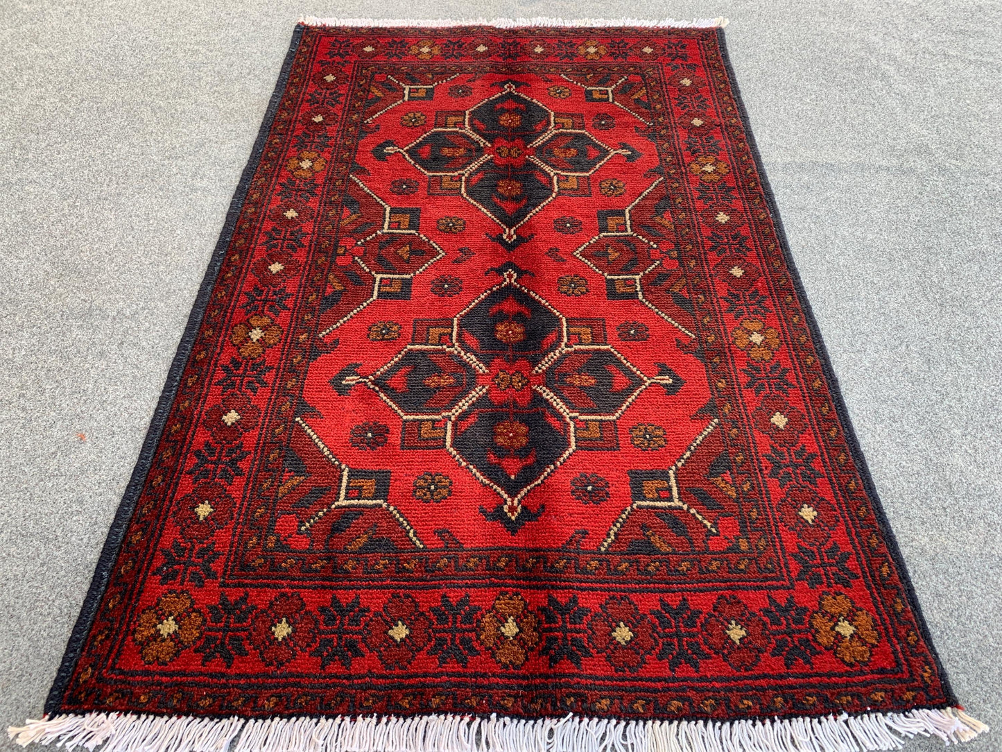 Vintage Bukhara Rug 3x4 ft Handmade Afghan Rug Khal Muhammadi design Bukhara Rug, Tribal Wool Area Rug Oriental Rug Bedroom Rug Kitchen Rug.