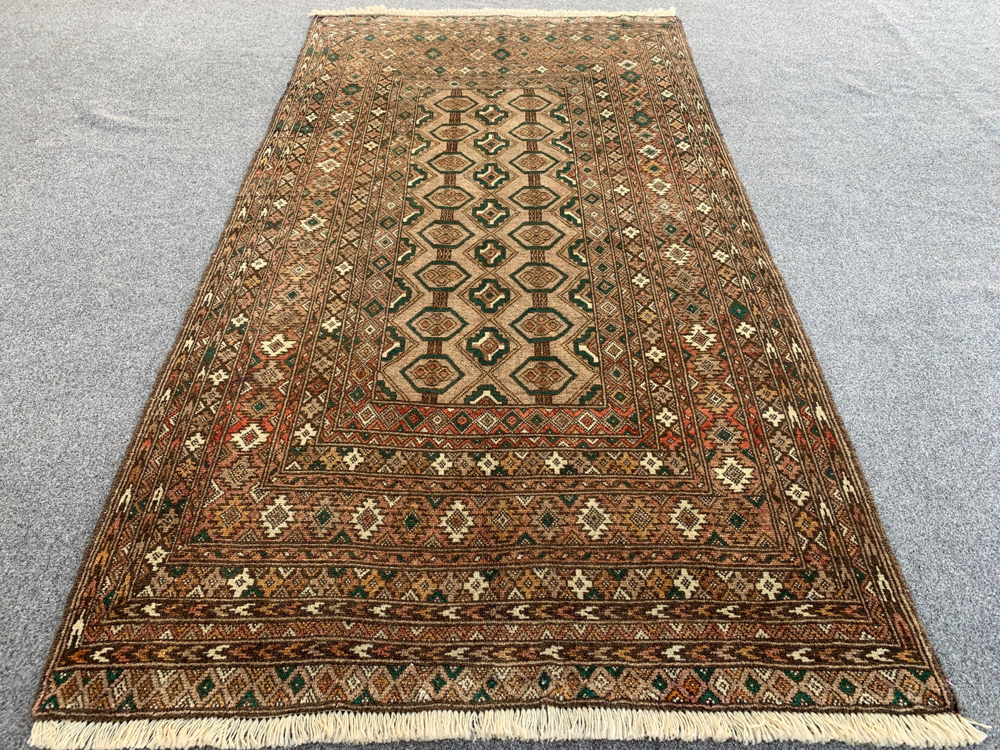 Vintage Baluchi Rug 3x6 ft Handmade Afghan Rug Mowri design Baluchi Rug Tribal Wool Rug Oriental Rug Beige Antique Rug Entryway Bedroom Rug.