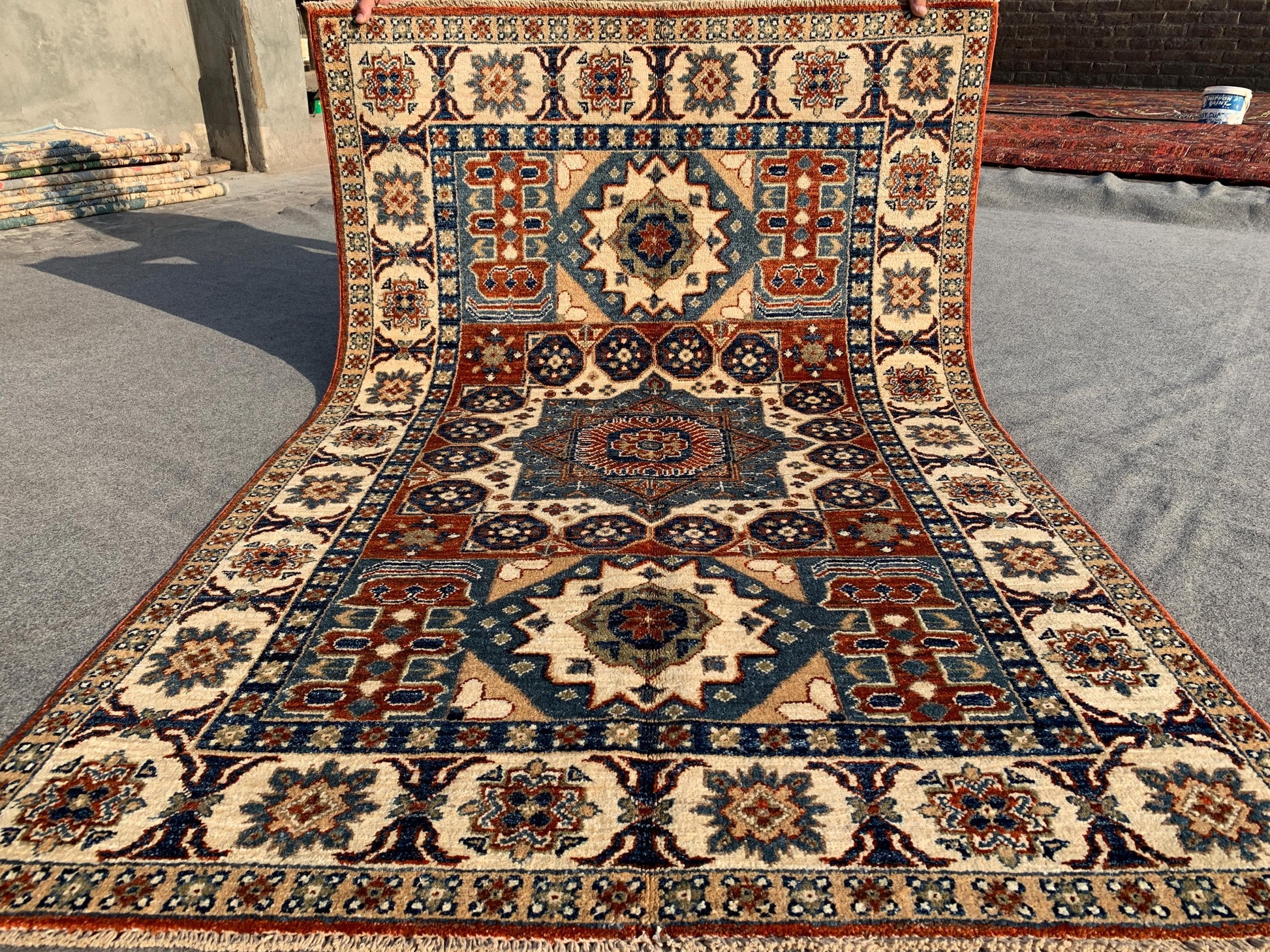 Afghan Handmade Rug, 4x6 ft Mamluk Geometric Rug, Traditional Turkmen Rug, Natural dyes Rug, Oriental Wool Rug, Living Room Rug Bedroom Rug.