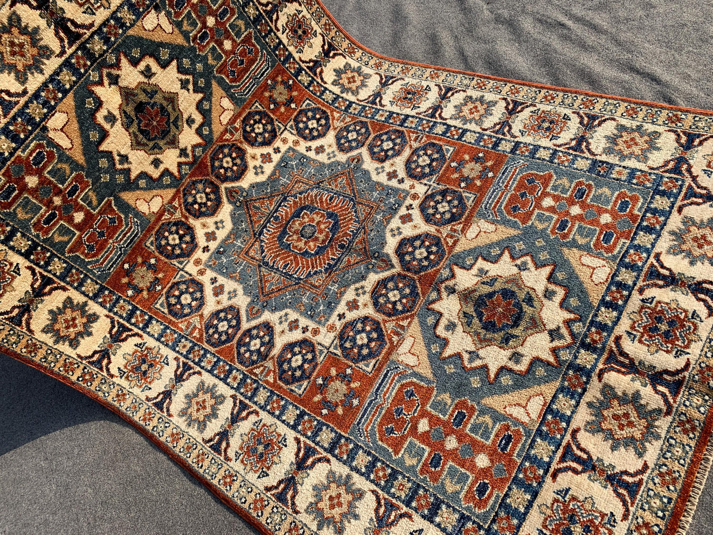 Afghan Handmade Rug, 4x6 ft Mamluk Geometric Rug, Traditional Turkmen Rug, Natural dyes Rug, Oriental Wool Rug, Living Room Rug Bedroom Rug.