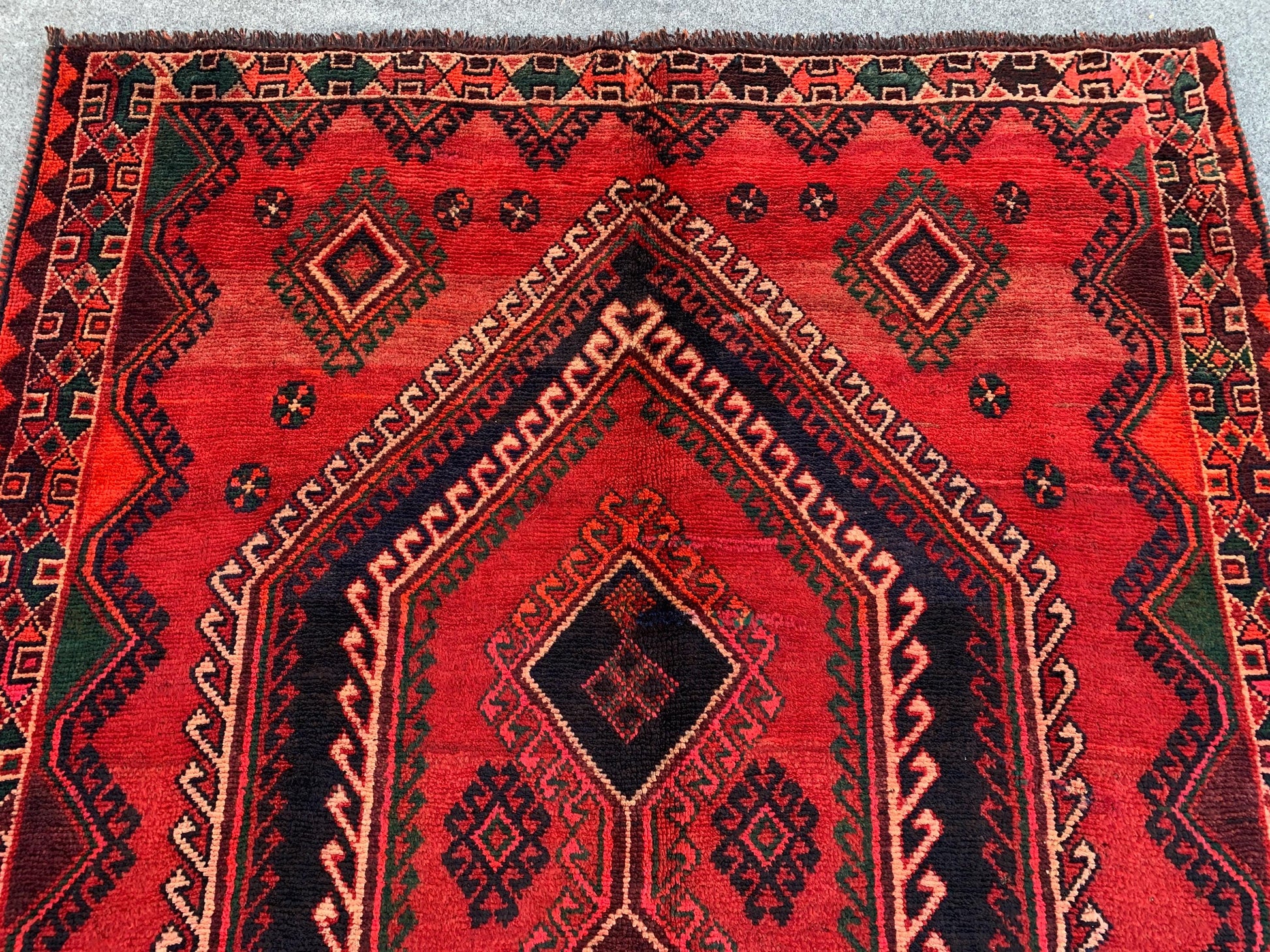 5x9 ft Vintage Red Rug Afghan Handmade Rug, Caucasian design Rug, Geometric Rug, Oriental Wool Rug, Tribal Antique Rug Entryway Bedroom Rug.