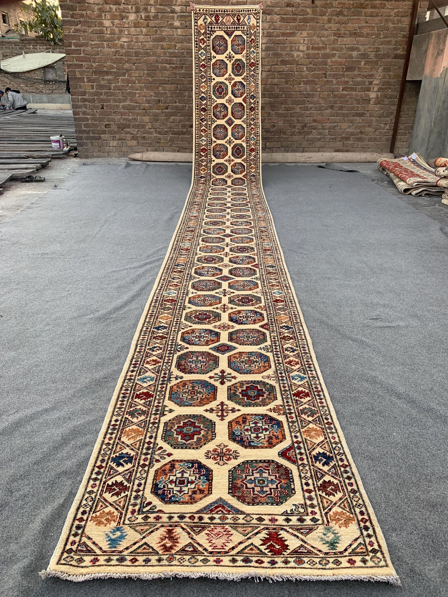 Long Chobi Runner Rug 3x22 ft Handmade Afghan Wool Rug Ersari design Runner Rug Traditional Turkmen Rug Natural dyes Rug Hallway Runner Rug.