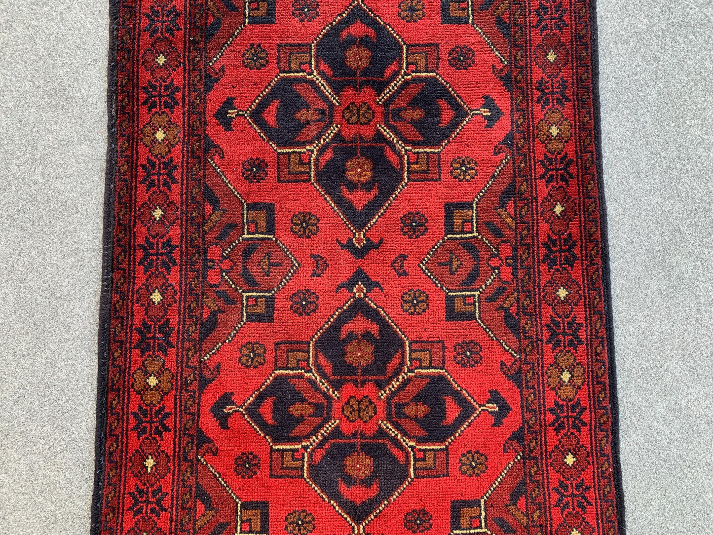 Vintage Bukhara Rug 3x4 ft Handmade Afghan Rug, Khal Muhammadi design Bukhara Rug, Tribal Wool Rug Oriental Area Rug Bedroom Rug Office Rug.