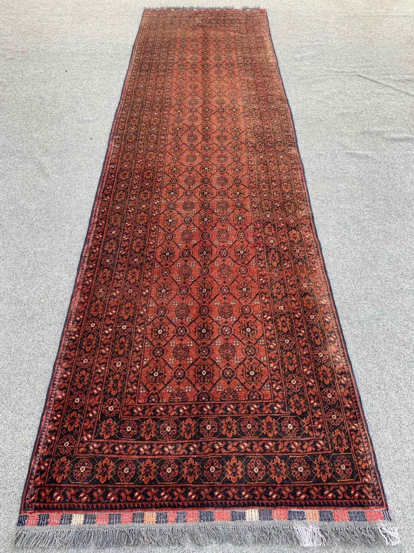 Vintage Mowri Runner Rug 3x10 ft Handmade Afghan Rug, Antique Bukhara design Rug, Oriental Wool Rug, Tribal Turkmen Rug, Hallway Runner Rug.