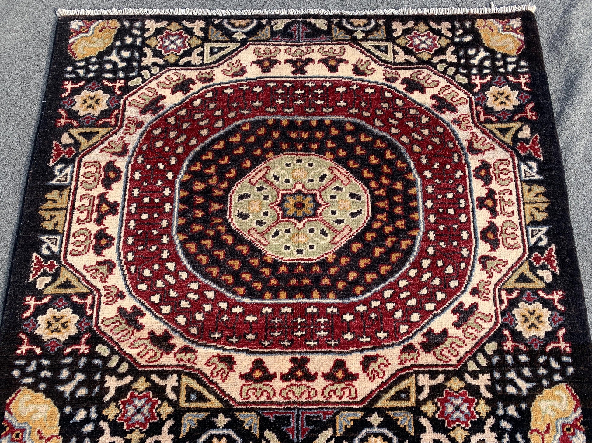 Black Chobi Rug 3x5 ft Handmade Afghan Rug Ersari design Rug, Oriental Wool Area Rug Natural dyes Rug, Bedroom Rug Kitchen Rug Entryway Rug.