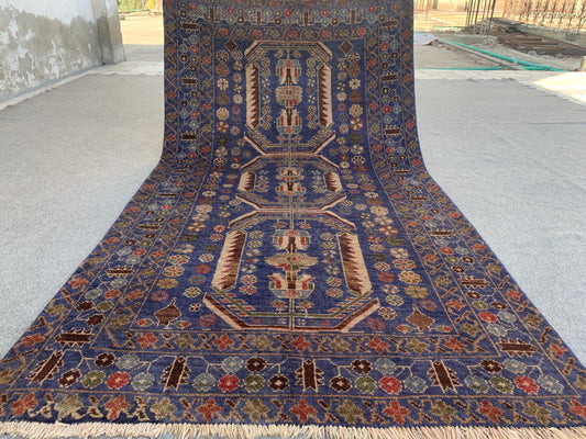 Vintage Floral Rug 4x6 ft Handmade Afghan Rug, Herati Baluchi Rug, Geometric Rug Oriental Wool Rug, Tribal Antique Rug Entryway Bedroom Rug.