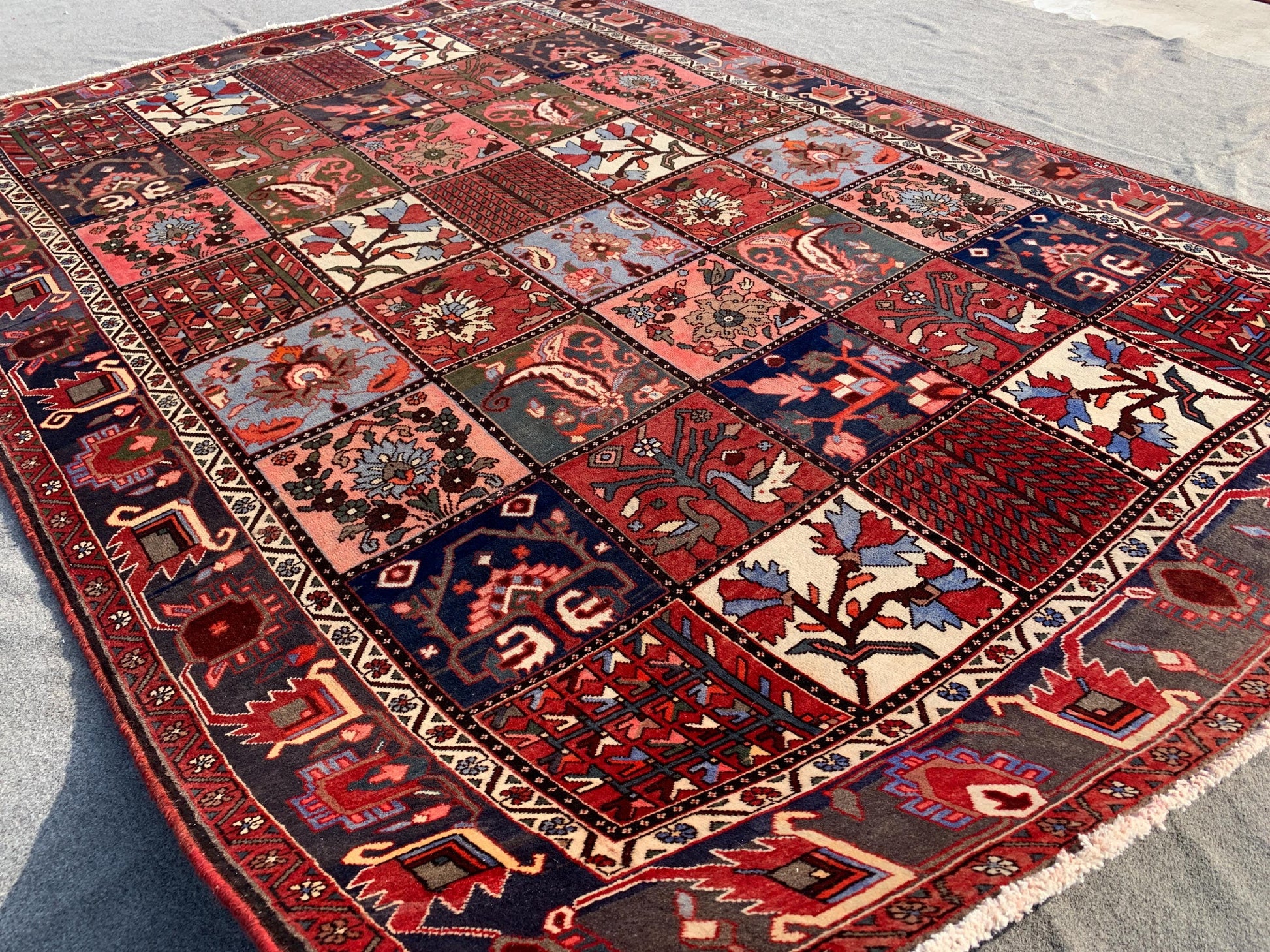 Vintage Ethnic Rug 7x10 ft Afghan Handmade Wool Rug, Antique Pictorial Rug Floral design Rug Tribal Turkmen Rug Bedroom Rug Living Room Rug.