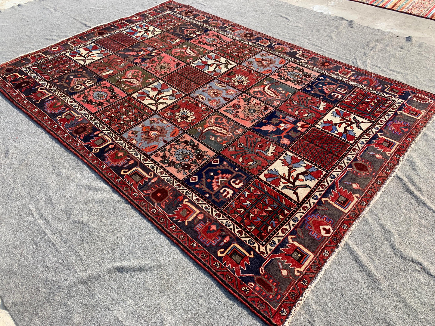 Vintage Ethnic Rug 7x10 ft Afghan Handmade Wool Rug, Antique Pictorial Rug Floral design Rug Tribal Turkmen Rug Bedroom Rug Living Room Rug.